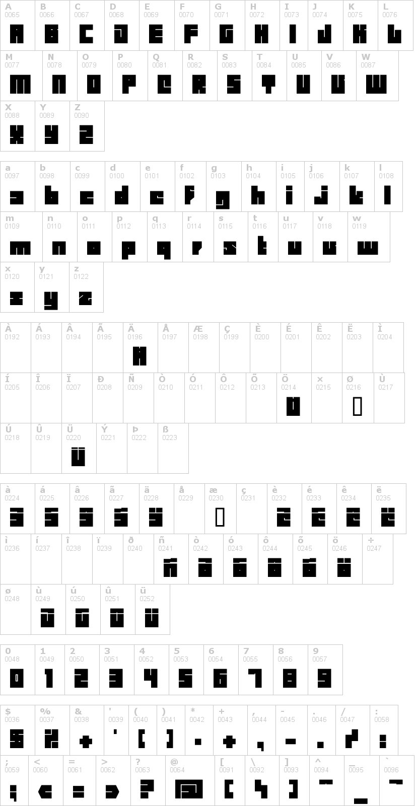 Lettere dell'alfabeto del font bd-billding con le quali è possibile realizzare adesivi prespaziati