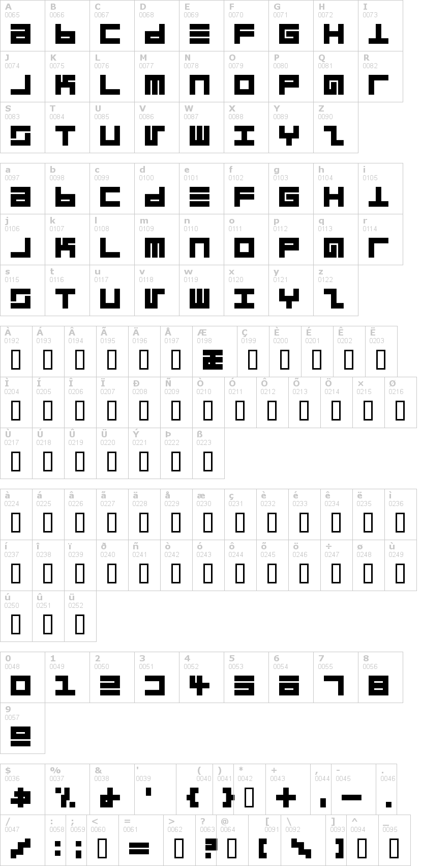 Lettere dell'alfabeto del font eppy-evans con le quali è possibile realizzare adesivi prespaziati