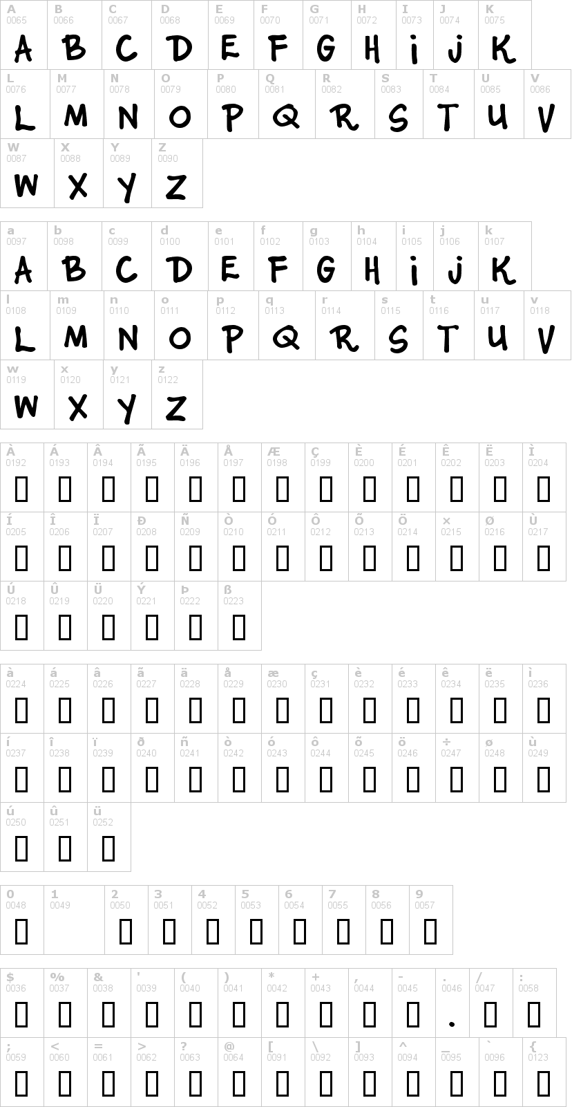 Lettere dell'alfabeto del font junior-star con le quali è possibile realizzare adesivi prespaziati