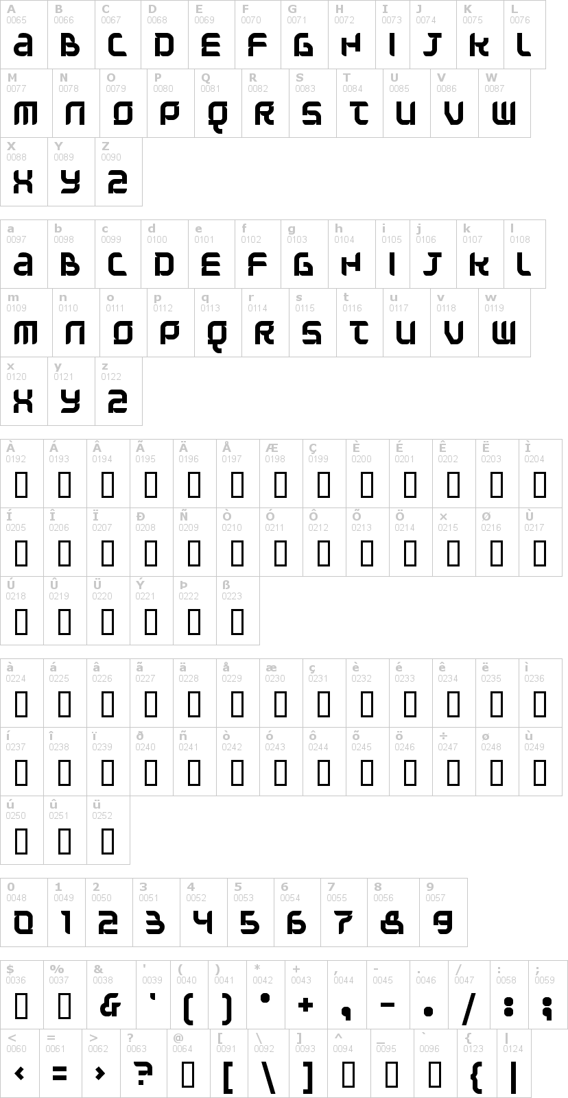 Lettere dell'alfabeto del font question-of-time con le quali è possibile realizzare adesivi prespaziati