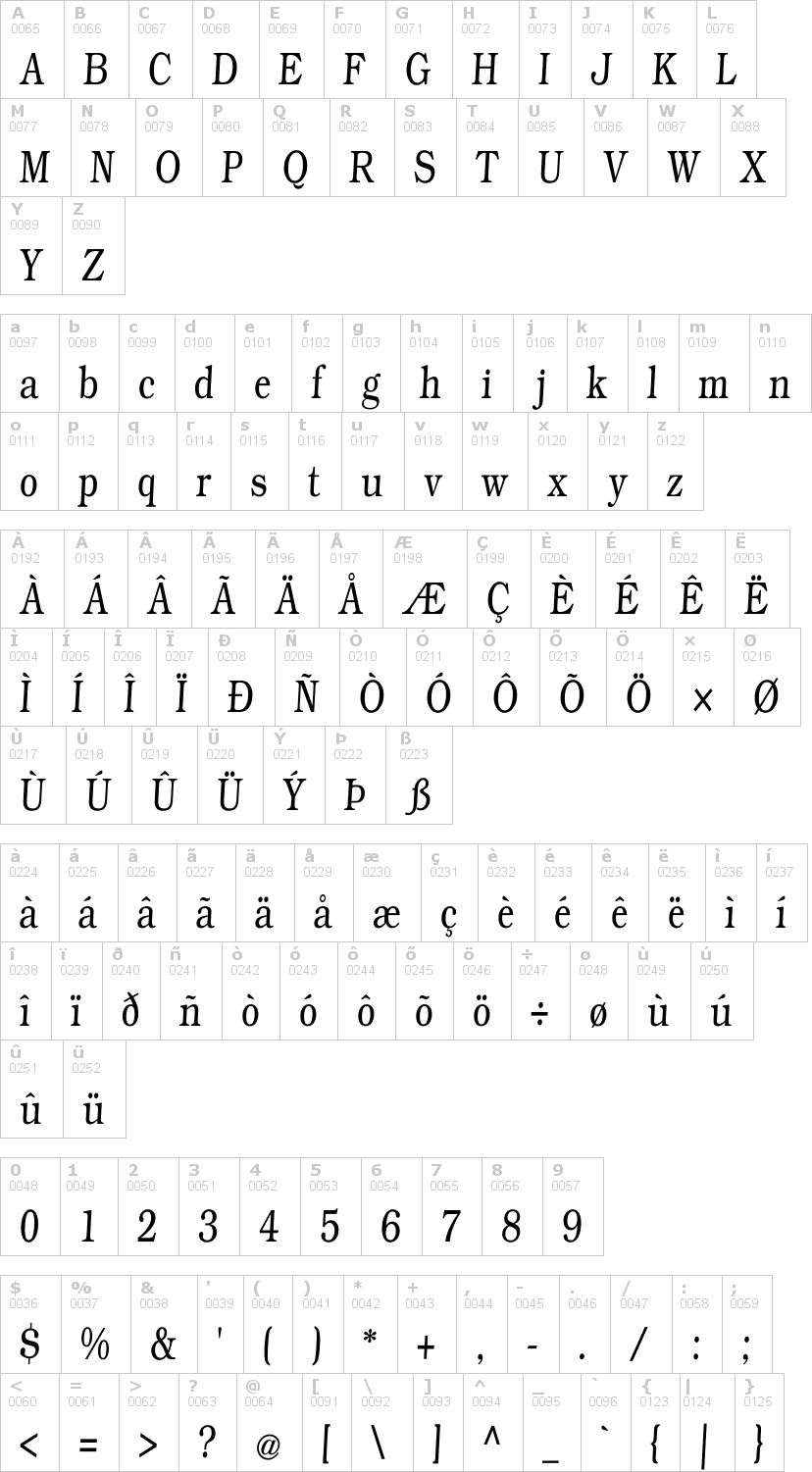 Lettere dell'alfabeto del font weekdays-roman-slan con le quali è possibile realizzare adesivi prespaziati